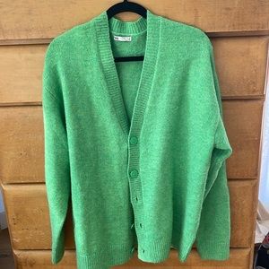 Zara poison green chunky cardigan - size L